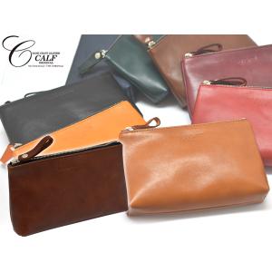 CALF カーフ 本革 レザーポーチ Mサイズ ブラウン brown 日本製 通帳入れ 皮革 小物入れ 皮革 Leather こげ茶 送料無料｜yabumoto3