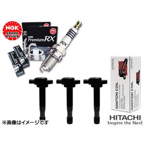 タント L375S L385S NGK プレミアム RXプラグ 91516 LKR6ARX-P 3本 日立 イグニッションコイル U18D04-COIL 3本セット H22.01〜H23.06｜yabumoto