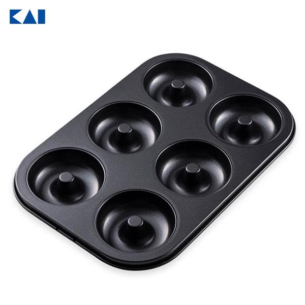 ドーナツ型 (6個取) 貝印 DL7239 /  鉄製 熱伝導 揚げない ドーナツ 焼き型 ヘルシー...