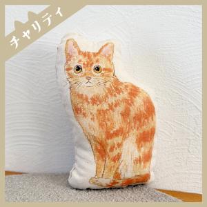 宿と猫 ねこ ミニ クッション 猫型 イラスト プレゼント 猫