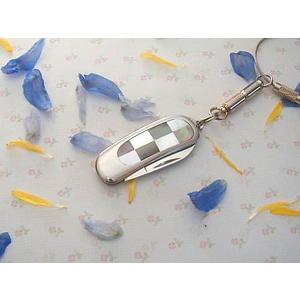 モキ　ミニペンダントナイフ(チェック）　TS-105　革ケース付