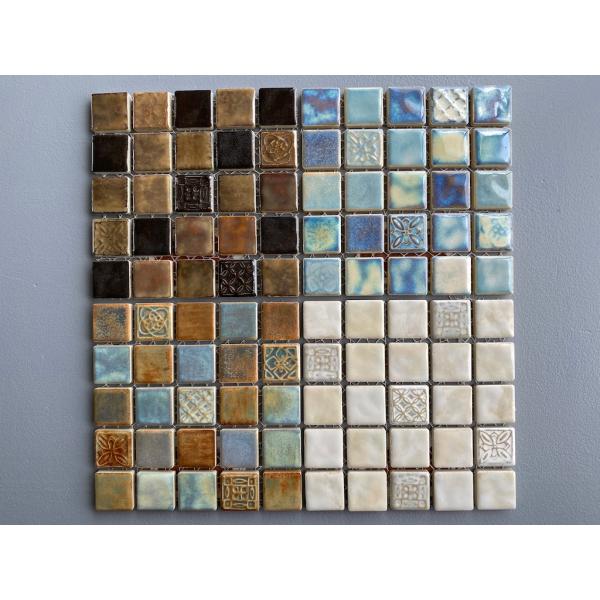 28mm角 ラスティカ・ビスタ ルーメン 美濃焼モザイクタイル タイルシート 裏ネット貼り