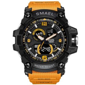 腕時計 メンズ SMAEL ミリタリー Gスタイル スポーツ ショック 軍 防水 LED クォーツ時計 1617B Orange｜yafustore00
