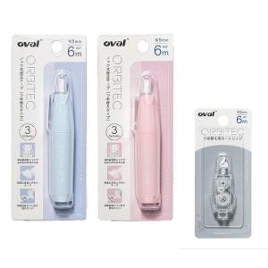 ノック式修正テープセットA/本体２個（ブルー＋ピンク）とカートリッジ２個 oval KITERA MQR-506B-A