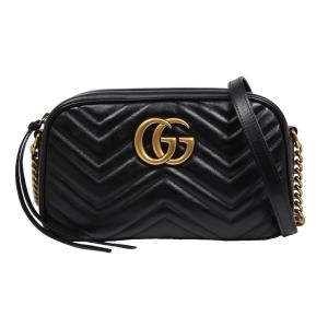 GUCCI グッチ GGマーモント キルティング スモール チェーン ショルダーバッグ 447632 レザー ブラック 黒 斜め掛け｜yafuu-store82