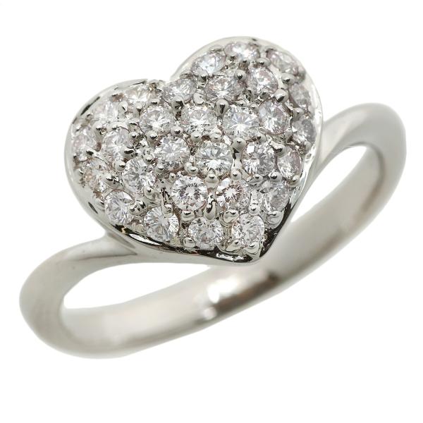 新品仕上げ K18 WG ハートモチーフ リング パヴェダイヤ ダイヤモンド 0.50ct 12.5...