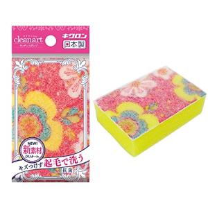 キクロン 日本製 クリナート抗菌 キッチンスポンジ フラワー ピンク｜yafuu-tosa