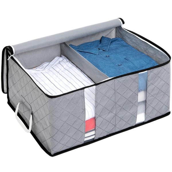 アストロ 活性炭消臭 衣類収納ケース 仕切り1か所付き 活性炭のチカラで消臭保管 通気性の良い不織布...