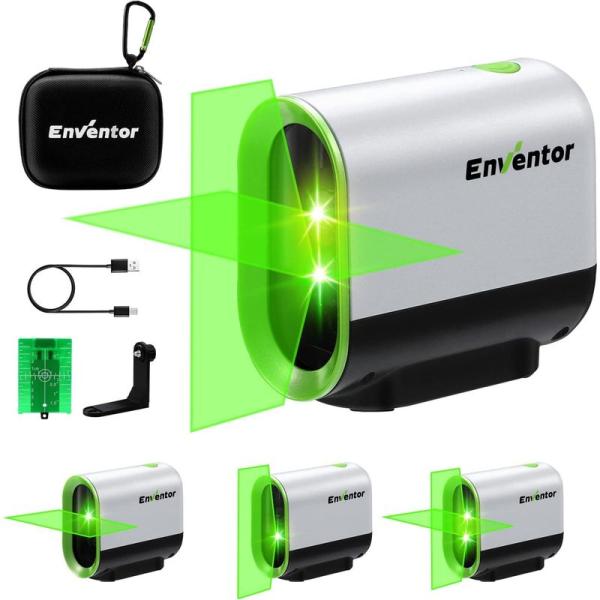 ENVENTOR レーザー墨出し器 レーザークラスII 360°回転可能な水平および垂直ポイント 磁...
