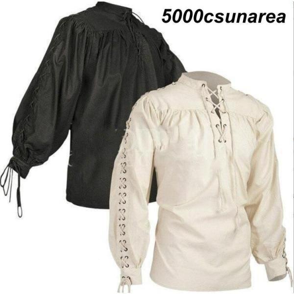 衣装ブラウス中世紀欧風シャツ メンズ貴族 王子様 コスチューム仮装ヘンリーシャツ ヴァンパイア マジ...