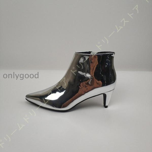 大きいサイズ レディース ブーティー ブラック シルバー ゴールド ショートブーツ サイドジップブー...