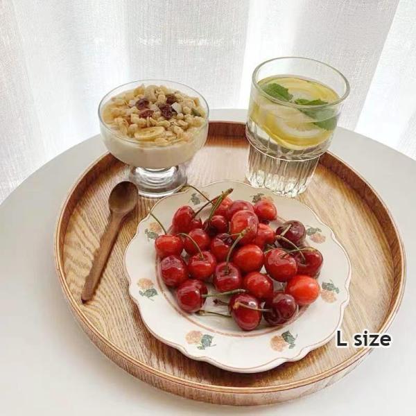 お盆 トレー おしゃれ 木製 北欧 丸型 一人用 トレイ カフェ ウッド ナチュラル 韓国 インテリ...
