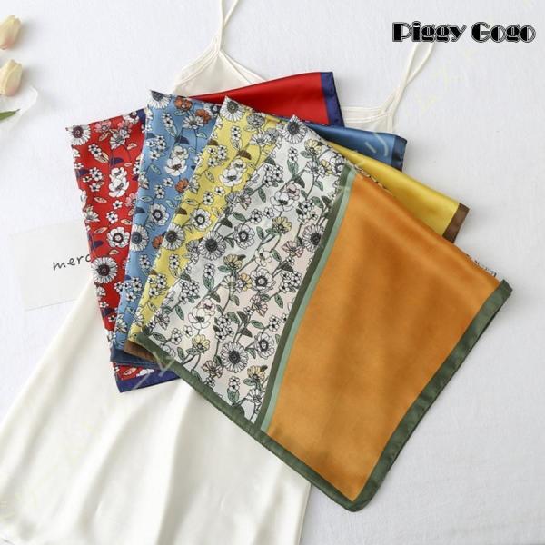 ファッションスタイルイミテーションシルクスカーフ女性単色花柄ネッカチーフバンダナ 正方形 ビジネスス...