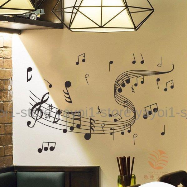 ウォールステッカー 壁紙シール 取り外し可能 防水 音符 楽譜 シャープ ト音記号 ピアノ 面白い ...
