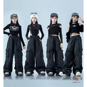 黒系 キッズ ダンス衣装 女の子 トップス 長...の詳細画像1