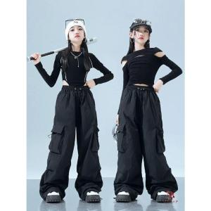 黒系 キッズ ダンス衣装 女の子 トップス 長...の詳細画像3