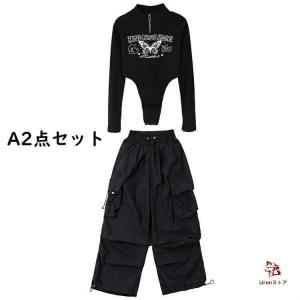 黒系 キッズ ダンス衣装 女の子 トップス 長...の詳細画像4