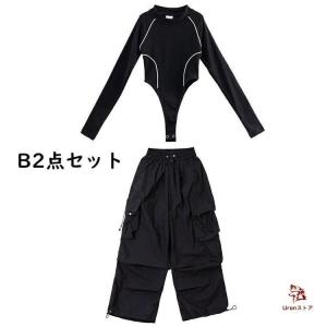 黒系 キッズ ダンス衣装 女の子 トップス 長...の詳細画像5