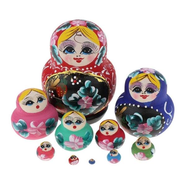 マトリョーシカ ロシア人形 木製 おもちゃ 置物 手作り 10個　