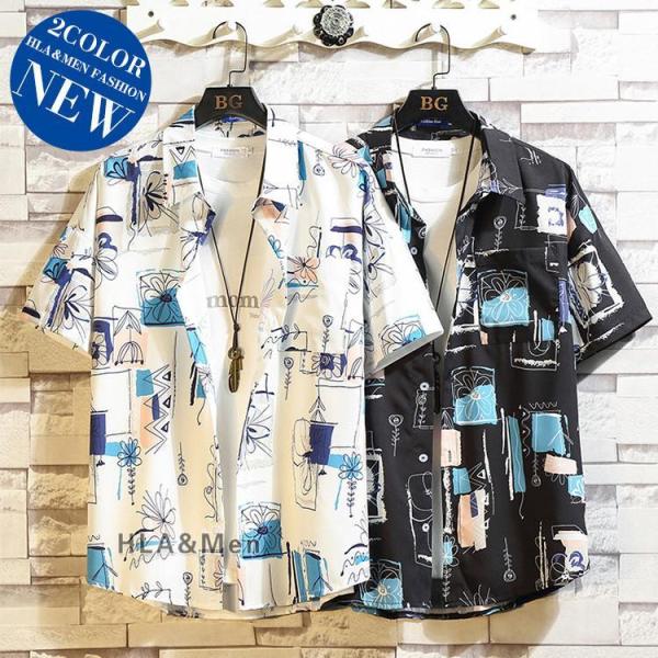 総柄シャツ メンズ シャツ 半袖 カジュアルシャツ アロハシャツ トップス 40代 50代ファッショ...