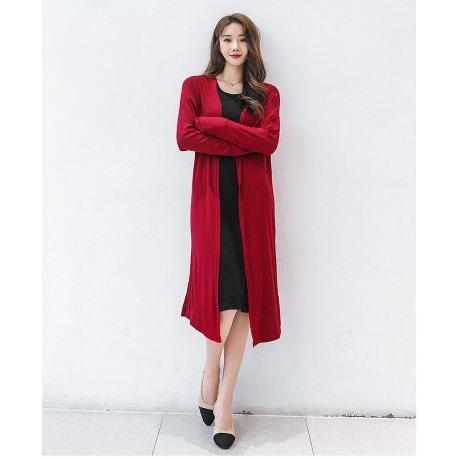 女性 超長尺 カーディガン モーダルスプリットロングカーディガン レディース シンプル 薄手 カーデ...