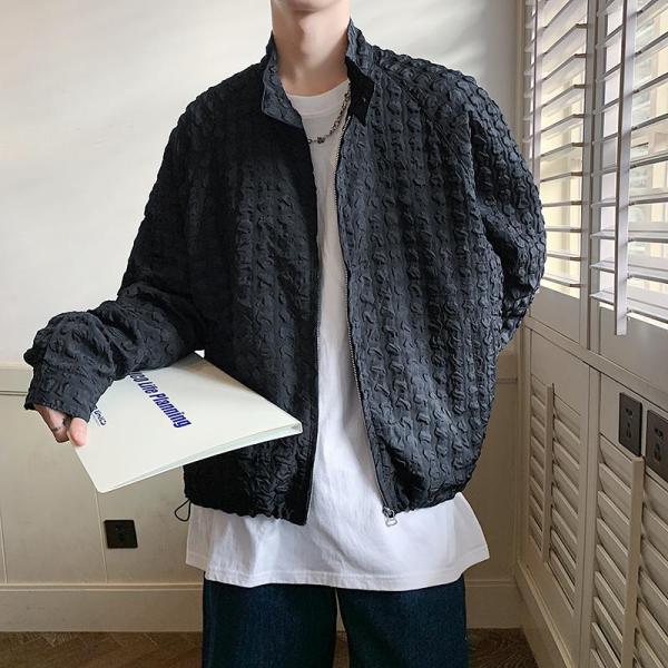 ジャケット アウター メンズ 長袖 立ち襟 柄物 秋物 新作 大きいサイズ ゆったり ライトアウター...