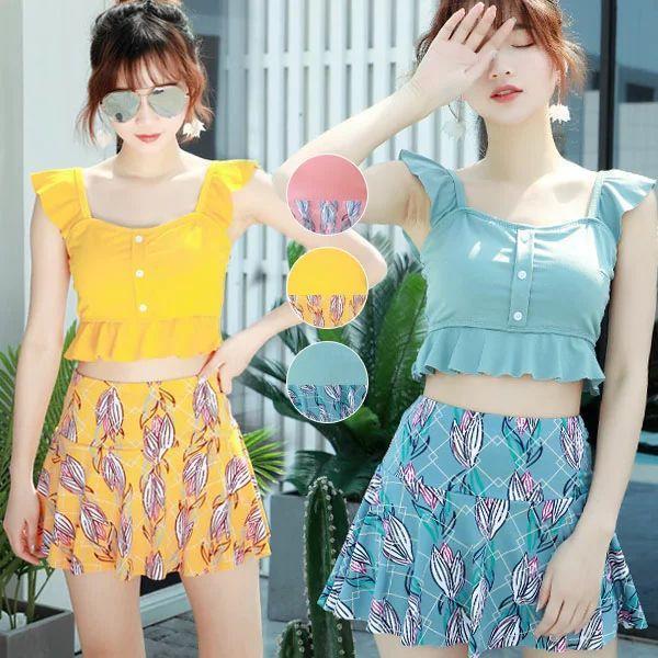 セパレート 水着 高校生 中学生 レディース 2点セット 体型カバー シンプル ビーチウエア 可愛い...