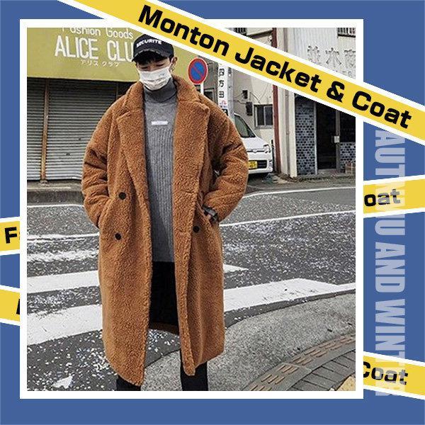 ボアコート アウター メンズ 軽量 防寒 暖かい ムートンジャケット 厚手 ロングコート ロング丈 ...