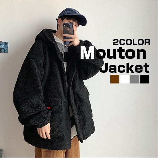 メンズ コート ジャケット ブルゾン ムートン ジャケット ボアコート フード付き ムートンコート ...