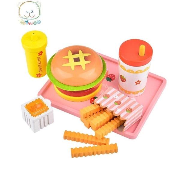 ハンバーガー 木製 ままごと シミュレーションゲーム キッズ ベビー おもちゃ ピンク かわいい
