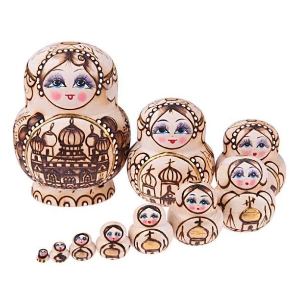 マトリョーシカ ロシア人形 木製 おもちゃ 置物 手作り 10個