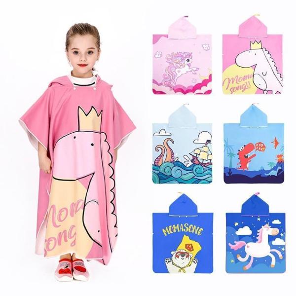 子供 バスローブ 速乾吸水 ウェットスーツ 着替えポンチョ フード付き スナップボタン留め バスタオ...