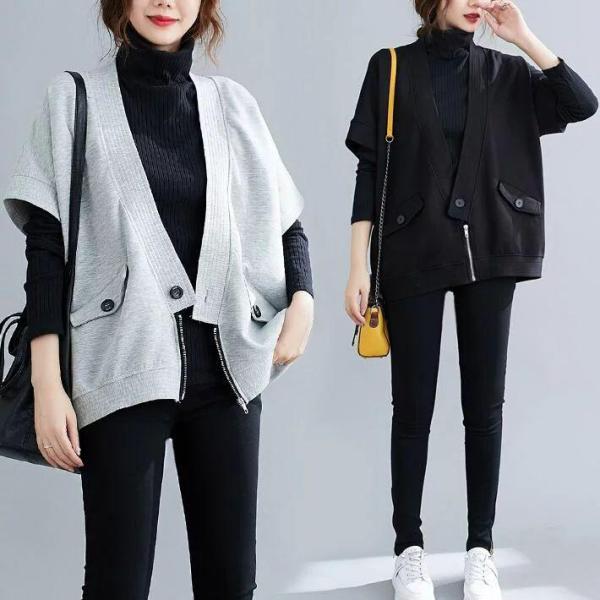 ベスト 半袖ベスト　アウター ドルマン　アウター　フレンチスリーブ　ノースリブ　半袖　コーディネート...