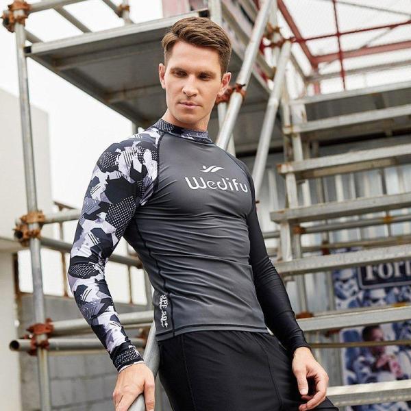 ラッシュガード メンズ 長袖 upf50+ 日焼け対策 速乾 水陸両用 Tシャツ ラグランスリーブ ...