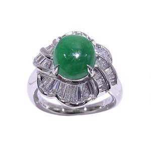 大粒ヒスイダイヤモンドリング 翡翠 ひすい4.62ct プラチナリングPt900