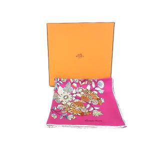 エルメス HERMES スカーフ シルク100％ レディース カレ90 オレンジ 魚