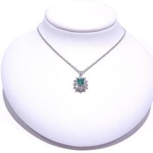 Pt900 プラチナ Pt850 エメラルド1.56ct ダイヤ0.76ct 雫 モチーフ