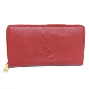 YVES SAINT LAURENT イヴ サンローラン ラウンドファスナー長財布 レザー 352904 ラウンドジップ レッド YSL【中古】【程度A】【美品】