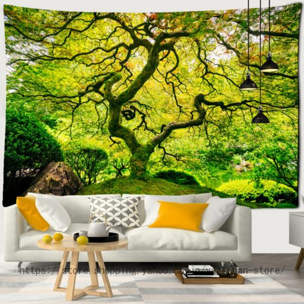 タペストリー 自然の風景の壁掛け布 風景写真タペストリー 日光 カントリースタイル 木 ホタル 森林...