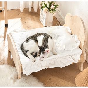 ペット用ベッド ベット おしゃれ 小型犬用ベッド 猫用ベッド 木製 すのこ かわいい 可愛い ペット用品 おすすめ 寝具 お洒落 フレーム 肉球 木製すのこベッド｜yagichan-store