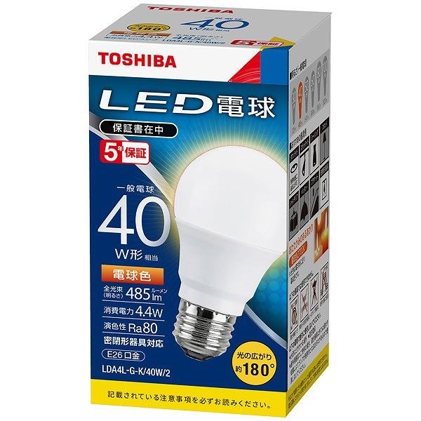 東芝 LED電球 一般電球形 電球色 180度 485lm (E26) LDA4L-G-K/40W/...