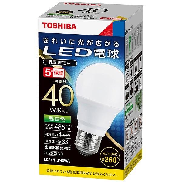 東芝 LED電球 一般電球形 昼白色 260度 485lm (E26) LDA4N-G/40W/2
