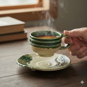 備前焼　カップ&ソーサー2客 備前焼 備前カップ＆ソーサー コーヒーカップ 珈琲碗皿 和食器 備前焼