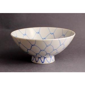 茶碗 瀬戸焼 オリジナル 手書き 染付網絵 中平 : やきもの工房・炎