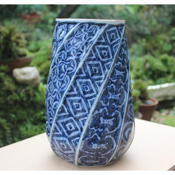 瀬戸焼 窯元 手作り 手描き 祥瑞花入れ