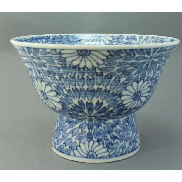 瀬戸焼 窯元 手作り 手描き 高々台 菊散し器（中）