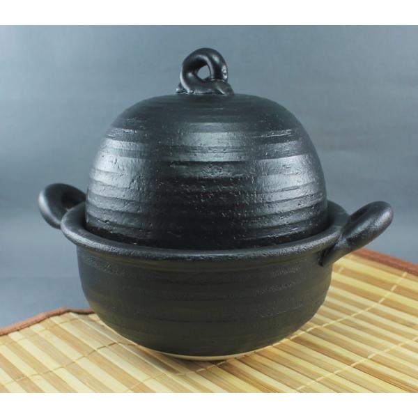 瀬戸焼 オリジナル 一人土鍋 黒 さくらチップ付き くんせい土鍋