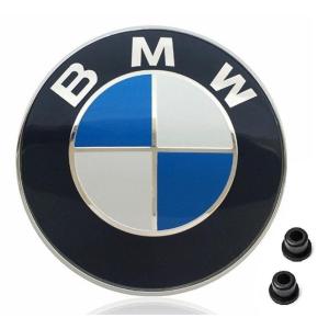 BMW エンブレム 82mm 高耐久性 高品質 ベースブラック フロント リア 交換 ロゴ グロメット2個付き｜yako2