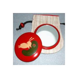 木製 開運 御縁鏡（朱・勾玉兎）