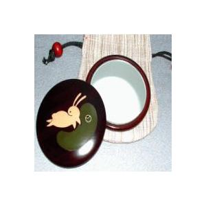 木製 開運 御縁鏡（黒・勾玉兎）